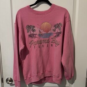 Hollister Pink Graphic Crew Neck Sweater